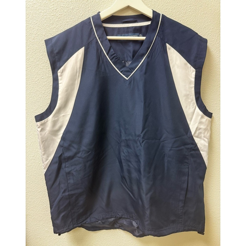 PGA TOUR‎ Mens Sleeveless Golf Vest Navy White V Neck Lightweight Performance L